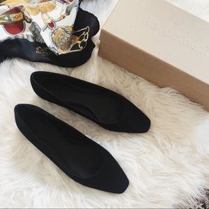 Reformation Bea Black Suede Flats